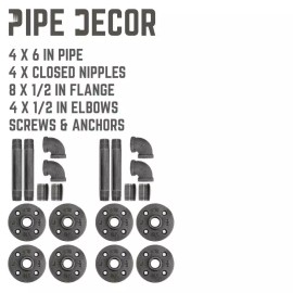Pipe-Decor.com 1/2 in. x 6 in. Double Flange Shelf Bracket, 4 Pack