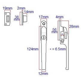 Modern Contemporary Design Lockable Casement Window Fastener 124mm (Satin Chrome)