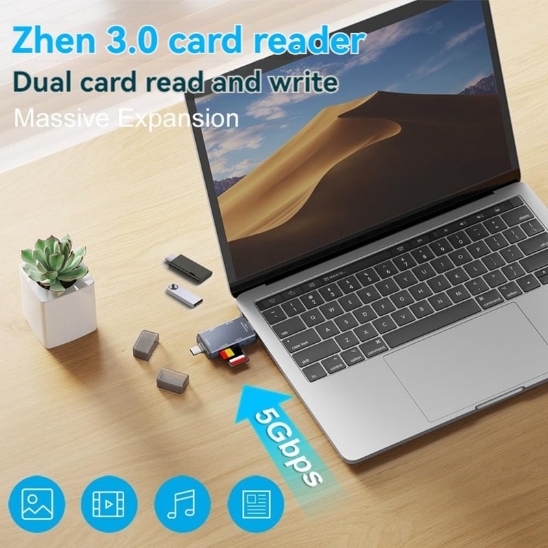 Snblzhef Card Reader USB3.0 SD TF Card Reader USB Hub