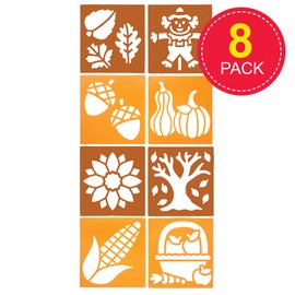 Baker Ross FE664 Autumn Stencils - Pack of 8, Washable Plastic Stencils for Painting and Crafts with Children, Craft Accessories for Children