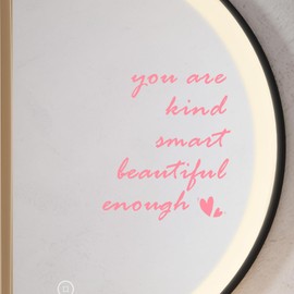 2Pcs Mirror Stickers, Vinyl Mirror Decals Car Mirror Decal Bathroom Decals, Affirmation Stickers for Mirror Wall Bathroom Car, You are Kind Enough Positive Affirmations Wall Decor, Set of 2(Pink)