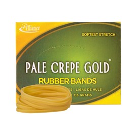 Alliance Rubber 20329 Pale Crepe Gold Rubber Bands Size #32, 1/4 lb Box Contains Approx. 275 Bands (3" x 1/8", Golden Crepe)
