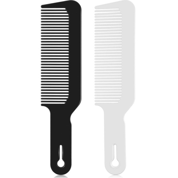 2 Pieces Clipper Combs Barber Combs Heat Resistant Flat Top Comb Hairdressing Combs Hair Cutting Combs (Black, White)