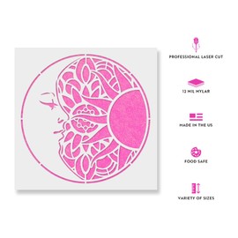 Mandala Sun and Moon Stencil - Reusable Stencils for Painting - Create DIY Mandala Sun and Moon Home Decor