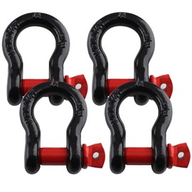 Qjaiune 4 Pack 5/8 Inch D Ring Shackles, 19.5 Ton (42990 lbs) Maximum Break Strength, Heavy Duty Anchor Shackle with Screw Pin for Tow Strap Winch Off-Road Vehicle Recovery (Red & Black)