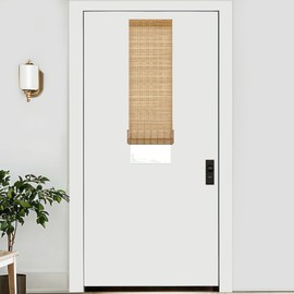 LazBlinds No Tools No Drill Bamboo Roller Shades, Cordless Bamboo Blinds, Light Filtering Roll Up Blinds for Windows, French Door, Porch or Patio Privacy Screen, 12'' W x 40'' H, Brown206