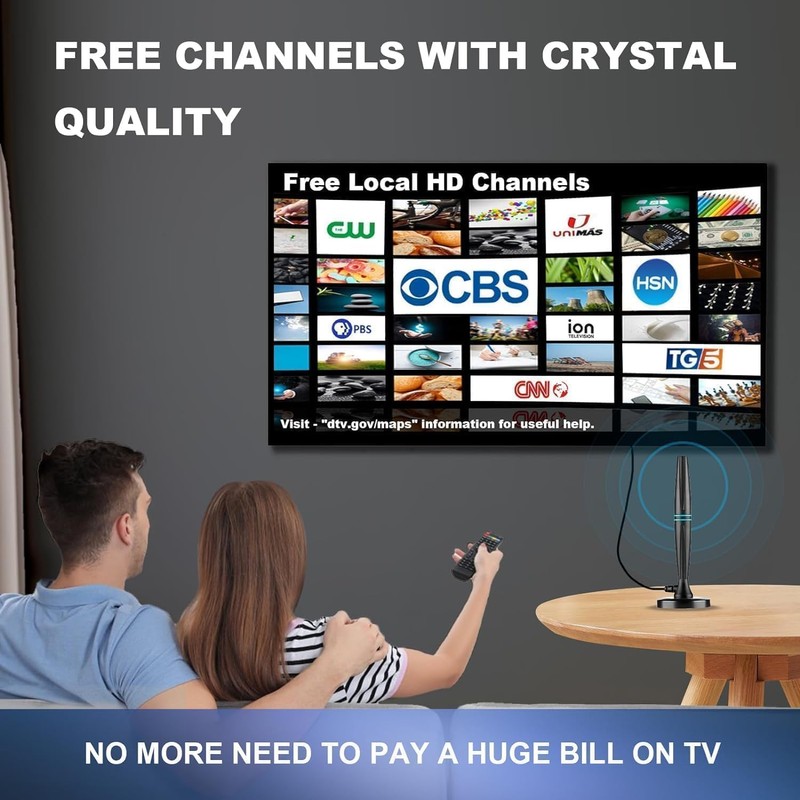 TV Antenna Indoor, Antenna for Smart TV, Support 4K 1080p