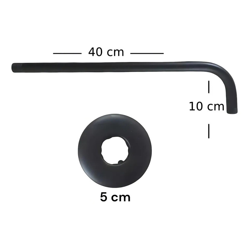 Regadera De Pared Acero Inoxidable Negra Mate 20cm Cuadrada Con