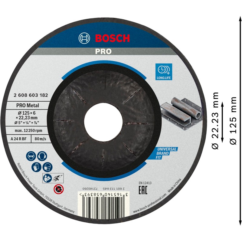 Bosch 2608603182 Standard for Metal Grinding disc with Depressed Centre