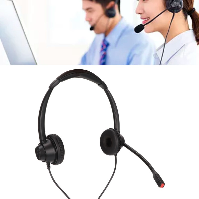 2.5mm Business Headset Binaural Corded Headset with HD Mic for