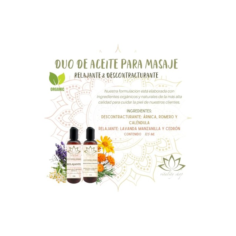 Aceite Natural Org?nico para Masaje Relajante y Descontracturante Muscular Deportivo