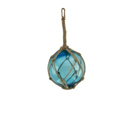 Sea-Club Fishing Ball Maritime Decorative Glass / Rope Diameter 13 cm Sea Blue