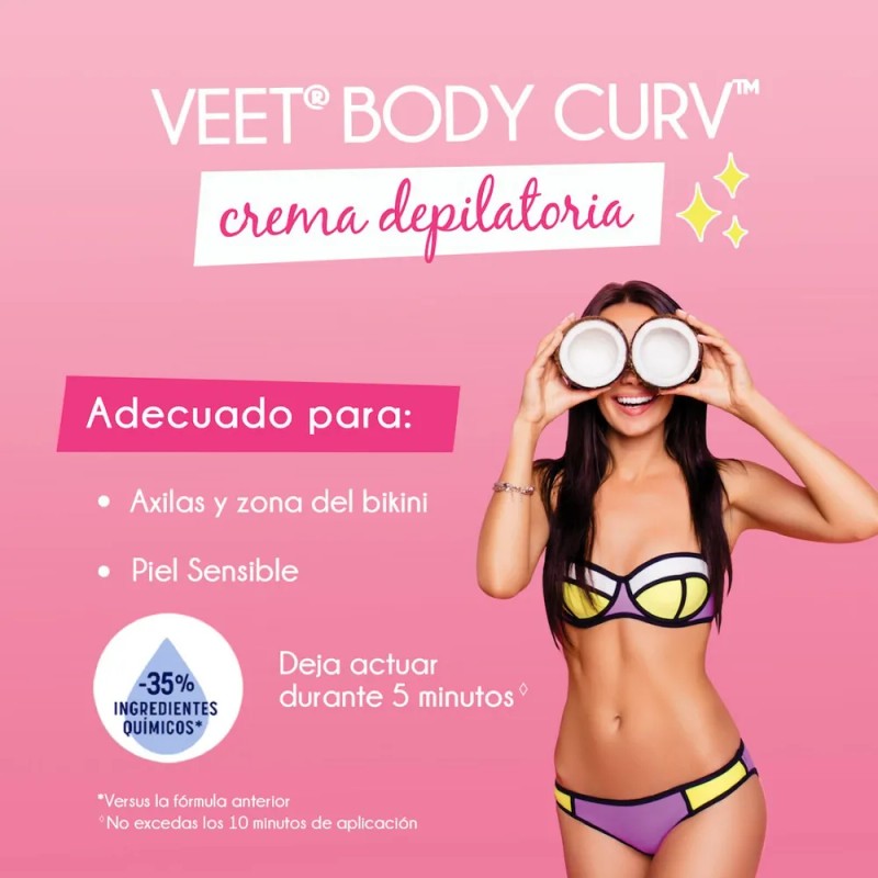 Veet Bodycurv Crema Depila Áxilas Y Bikini Piel Sens 100ml