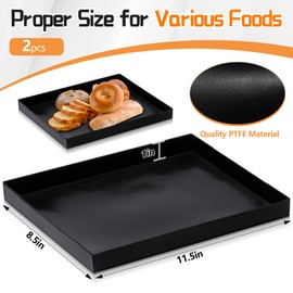 Teenyyou 2 Pcs 8.5 x 11.5 x 1 Inch PTFE Solid Oven Basket Non Stick Cooking Basket Cooking Trays for Quick Oven Accessories Baking Chips Chicken Wings Bread Heating