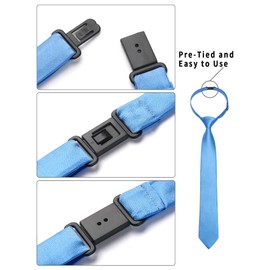 Enlision Boys Ties 8-12 3pcs Boys Pre-Tied Neckties & Pocket Square Set Neck Strap Tie for Kids