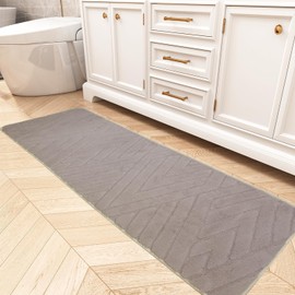 Jiyuhang Bath Mat Microfiber, Non-Slip Bath Mats for Bathroom Floor, Rhombus Geometric Pattern Shower Mat, Extra Soft Super Absorbent and Machine Washable Bathroom Mat (Beige, 40 x 120 cm)
