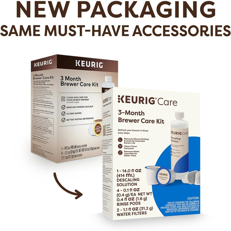 Keurig 3-Month Brewer Maintenance Kit Includes Descaling Solution, Water Filter