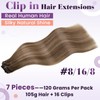 LaaVoo Clip-In Real Hair Extensions, Brown, Balayage, Full Head, Real