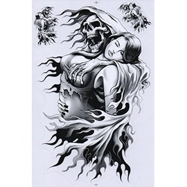 DD Skull Sticker Film 1 Sheet 27 cm x 18 cm Available Weatherproof (Black)
