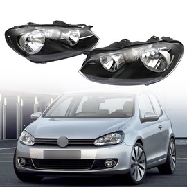 GXYWADY Headlight Assembly Replacement for 2010-2014 Golf/Jetta Sportwagen(MK6) Headlights Left and Right Side 5K0941005C, 5K0941006C
