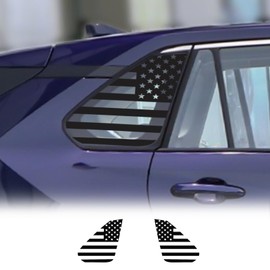 FUTLU Rear Side Window American Flag Decals,2PC USA Flag Sticker for Toyota Rav4 2019-2024,Precut Back Side Window Glass USA Flag Vinyl Sticker,SUV Window Decals(Matte Black,Rav4)