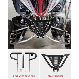 A & UTV PRO Front Bumper Guard & Rack Rear Wide Grab Bar Compatible with 2006-2022 Yamaha Raptor 700 / 700R Accessories