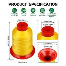 FIVEIZERO Extra Strong Upholstery Thread,Yellow 1000 Meters Bonded Nylon Thread for Denim Leather,Craft,Machine,DIY and Home (1 Pack) CJ