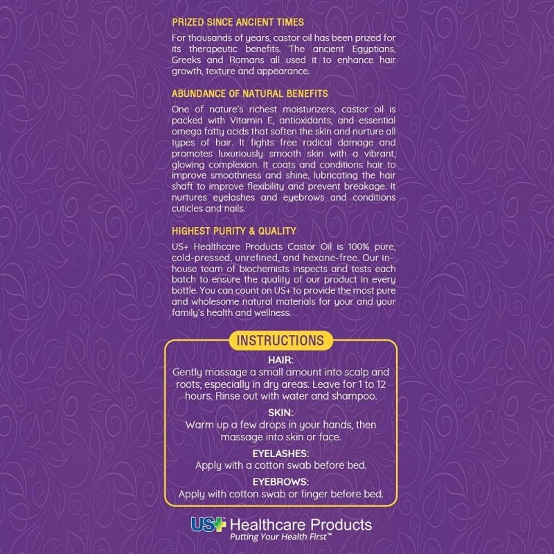 100% Pure Castor Oil 1 Gallon Cold Pressed Unrefined Hexane-Free