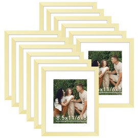 JCJMY 12 Packs 8.5 by 11 Picture Frames, Display 6x8 with Mat or 8.5x11 Without Mat, for Award Certificate Diploma Document, 8.5 x 11 Frames Bulk Set of 12 Collage Photo Frames Set for Wall and Tabletop, Gold