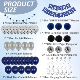 Blue Birthday Decoration Set , Birthday Party Decorations, Party Decorations Set, 1 Happy Birthday Banner, Latex Balloons for Girls and boys