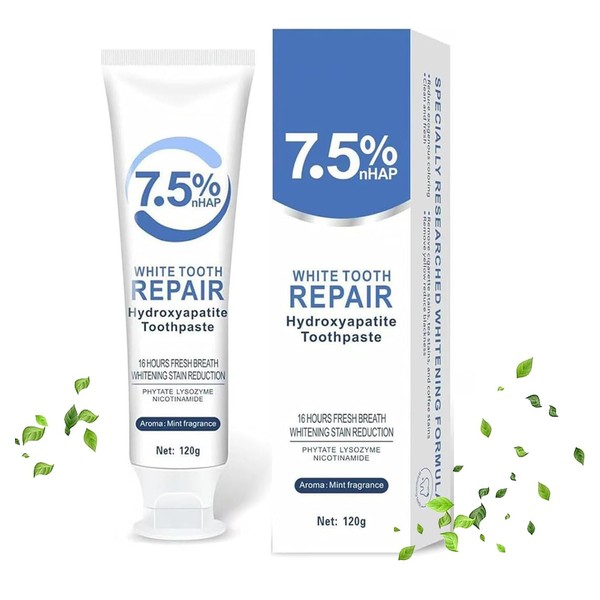 Hydroxyapatite Toothpaste for Enamel Protection, 7.5% Hydroxyapatite Toothpaste, Fluoride-Free Formula