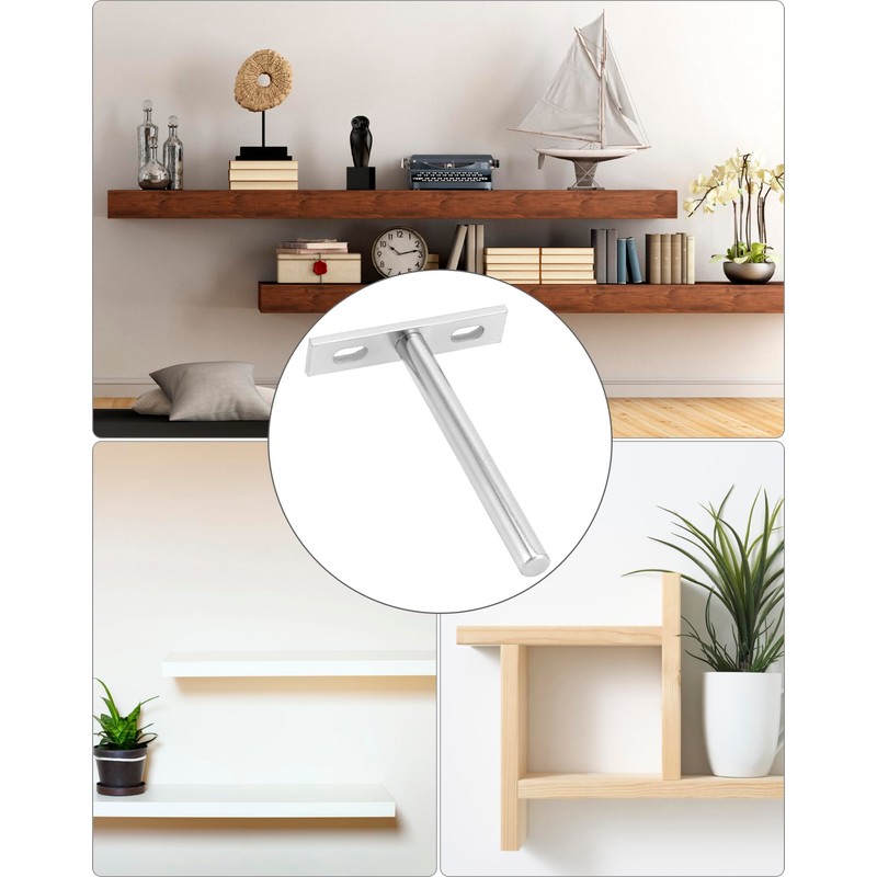QWORK® Pack of 8 Invisible Shelf Brackets - 100 mm