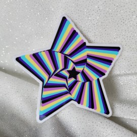 Moonlight Jade STKR081 Black Purple Aqua Yellow Pink Twisted STAR Shaped Sticker | Psychedelic