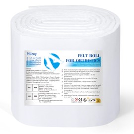 Pllieay Thickened Adhesive Felt Padding, 1/3" Thick 6" x 2.5yd Quality Rayon Blend Orthopedic Felt Roll, White Felt Adhesive Roll for Providing Cushioning and Support in Pain Foot
