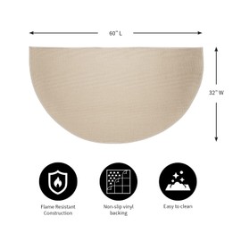 Plow & Hearth 32"x60" Half Round Flame Resistant Hearth Rug | 2 Layer Fiberglass Mat | Protect Hardwood/Carpet from Sparks & Embers Wood Stove (Tan)