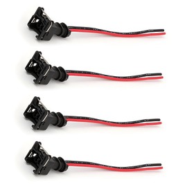 SLIMI 4 PCS Automotive Injector Connector, Waterproof Fuel Injector Socket with Extended Pigtail Harness Fitting, Universal for Most Cars (Black)