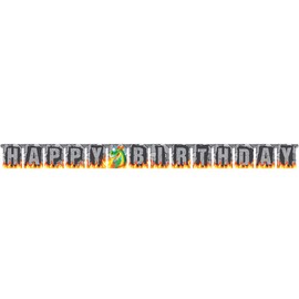 Party Central Club Pack of 12 Vibrantly Colored Dragons “Happy Birthday” Decorative Jointed Banner 10.5”