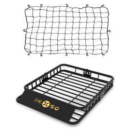 DEXSO Universal Roof Rack Basket with Cargo Net, 46" x 36" Rooftop Cargo Carrier Basket, 200 Lbs Capacity Car Cargo Rack, Heavy Duty Luggage Rack for SUVs, Trucks, Vehicles