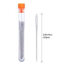 23 PCS Large Eye Sewing Needles, 2.36in Sewing Sharp Needles, Leather Embroidery Thread Needle, Stainless Steel Yarn Knitting Needle with a 3.3in Plastic Bottle