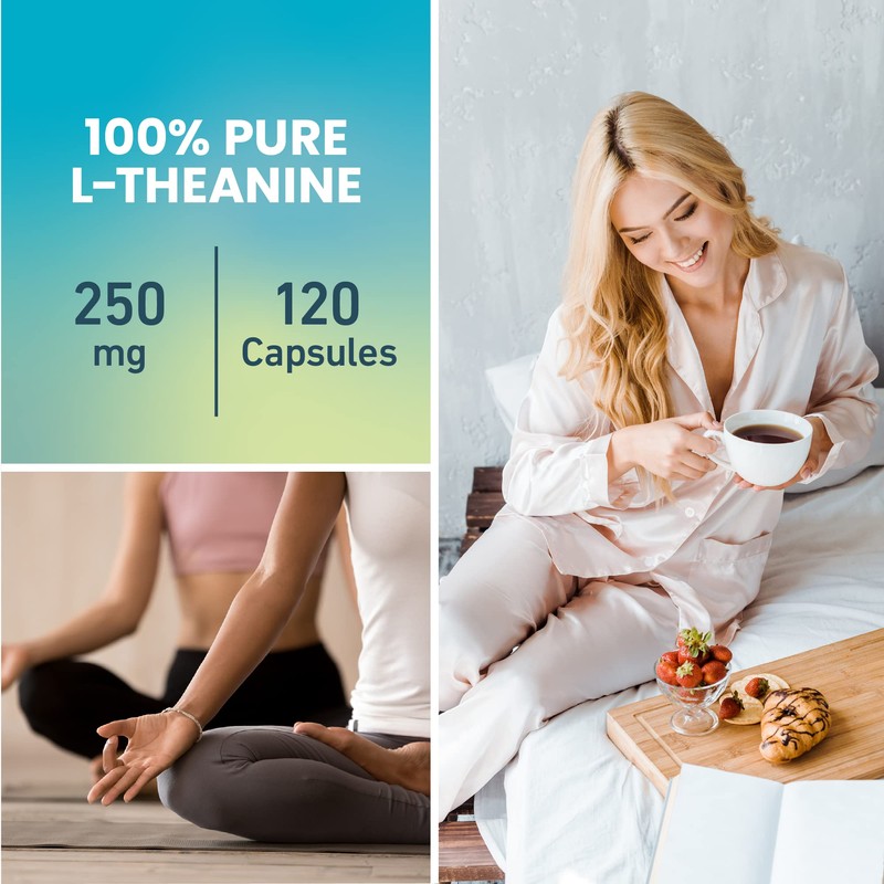 High Potency L-Theanine 250mg (Bonus Size 120 Capsules) - Relaxation,