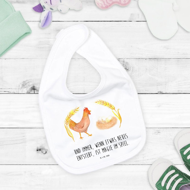 Mr. & Mrs. Panda Organic Baby Bib Chicken Proud, White