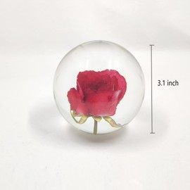 MARZIUS Crystal Ball with Preserved Flower Rose - 3.1 Inch Super Clear Sphere for Living Room Decoration and Gift for Men,Women,Kids,Boys,Girls,Teens (Rose)