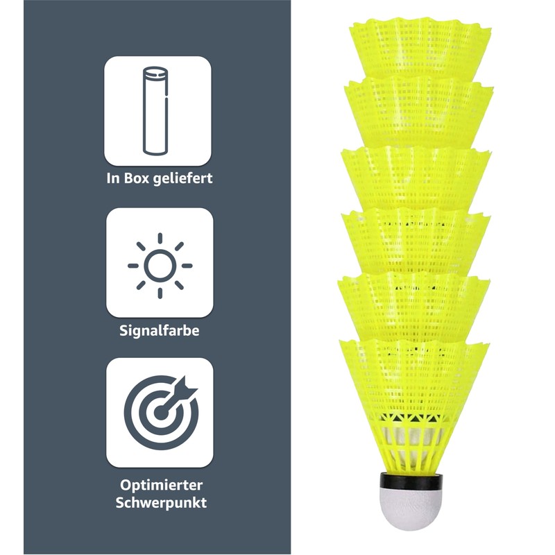 12 x Shuttlecocks, Yellow for Badminton: For Training and Competition