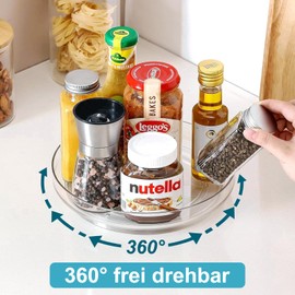 NEXROLA Schwenkbarer Organizer 23,5 cm, runde Küche Organizer 360° Schwenkbarer Gewürzhalter für die Vorratskammer, Schrank, Badkommode (transparent)