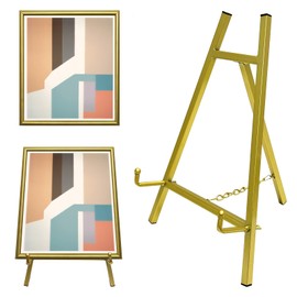 Metal Easel Plate Stands for Display,Mirror Easel Stand Picture Frame Holder Stand,Picture Easels for Display Table Top(Gold)