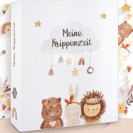 Olgs OLGS Sammelordner Meine Krippenzeit | Erinnerungsordner, Kindergartenordner Boho Bär, Hase, Löwe | Ordner für Kinder Geschenk, Kindergartenzeit, Sammelmappe, Kindergarten, Ringordner DIN A4 - Indianer