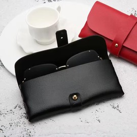 Onrtry Soft Leather Eyeglass Case PVC Nail Buckle Glasses Bag Sunglasses Case Glasses Pouch(Black)