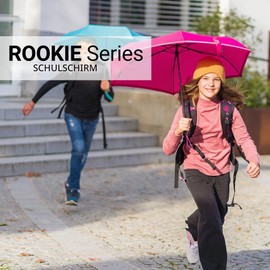 Knirps Children's Pocket Umbrella Rookie Reflective with Reflective Border Flamingo
