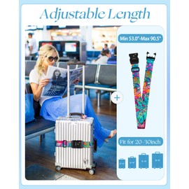 Slohif Luggage Straps TSA Lock for Suitcases - Travel Belt TSA Approved Accessories Luggage Identifiers Carry On Bag with Buckle Nylon Adjustable Band for Add a Bag Artistic Leaf