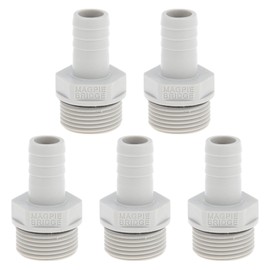 Hihaha Plastic Hose Barb Fitting 35/64" 3/4" G Male Thread Straight Pipe Connector Gray White 5 Pcs